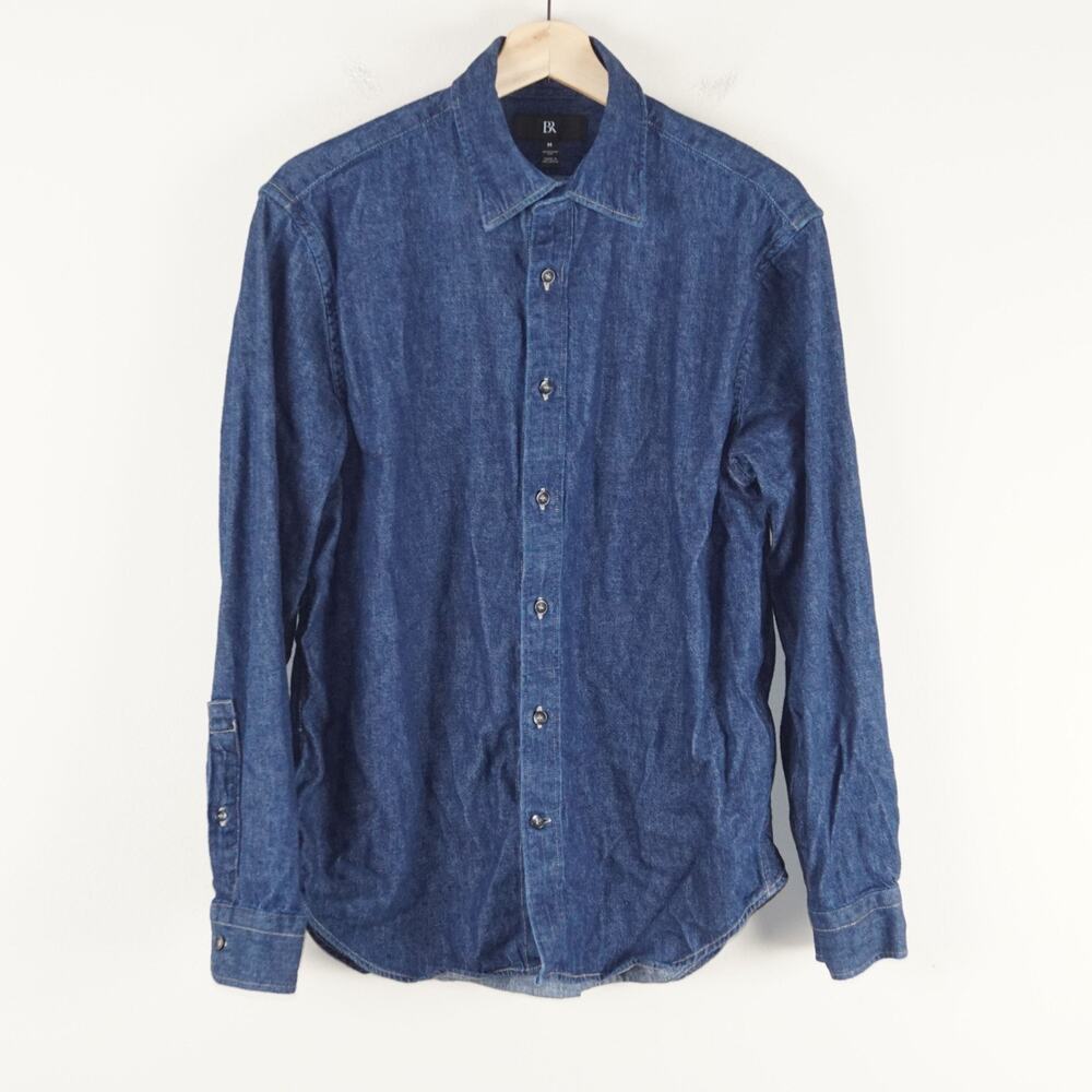 Banana Republic Keegan Cotton Hemp Blue Denim Button Down Standard Fit Shirt M